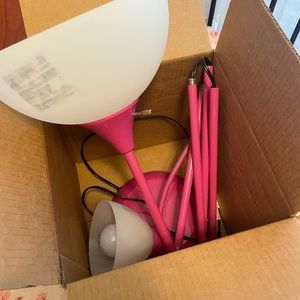 Hot pink floor lamp with tree light